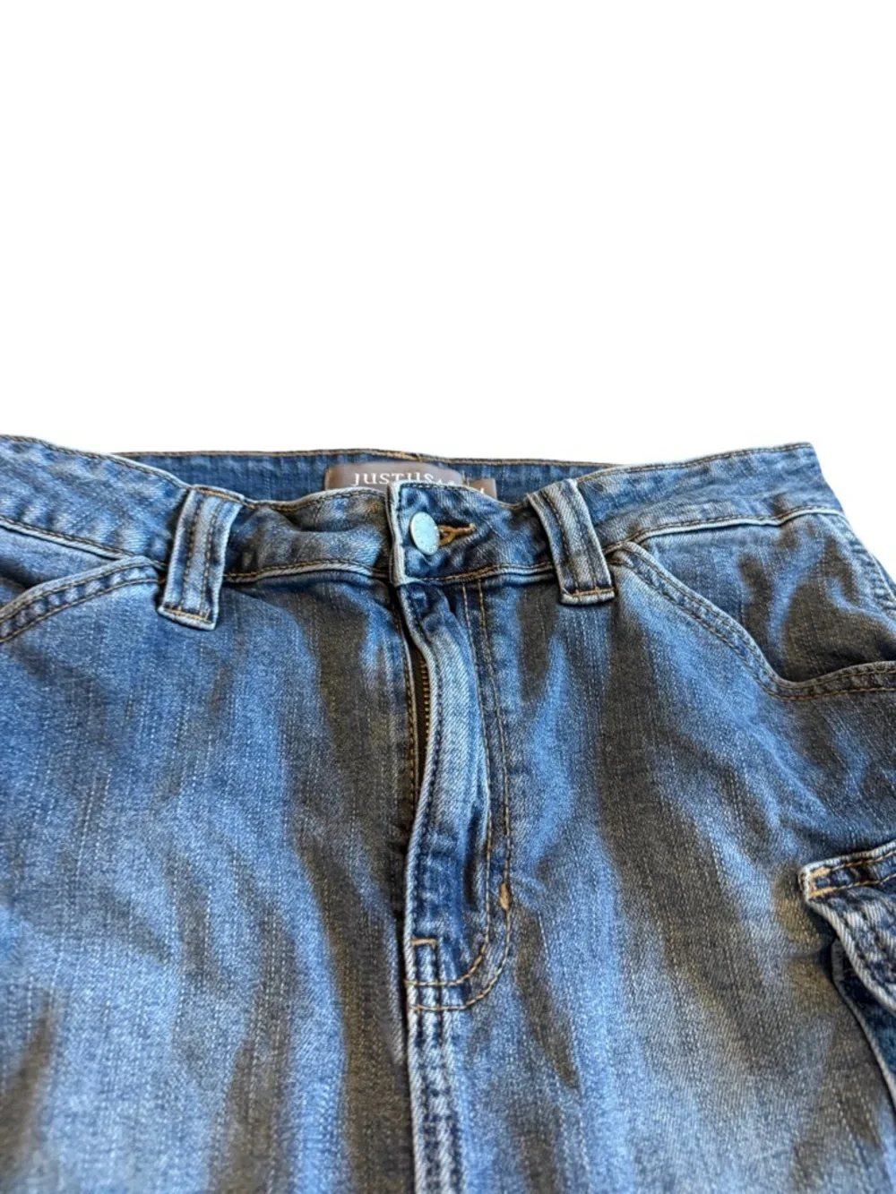 Just USA Denim Cargo Skirt Mini Length Cotton Blend Comfort Casual Size Medium